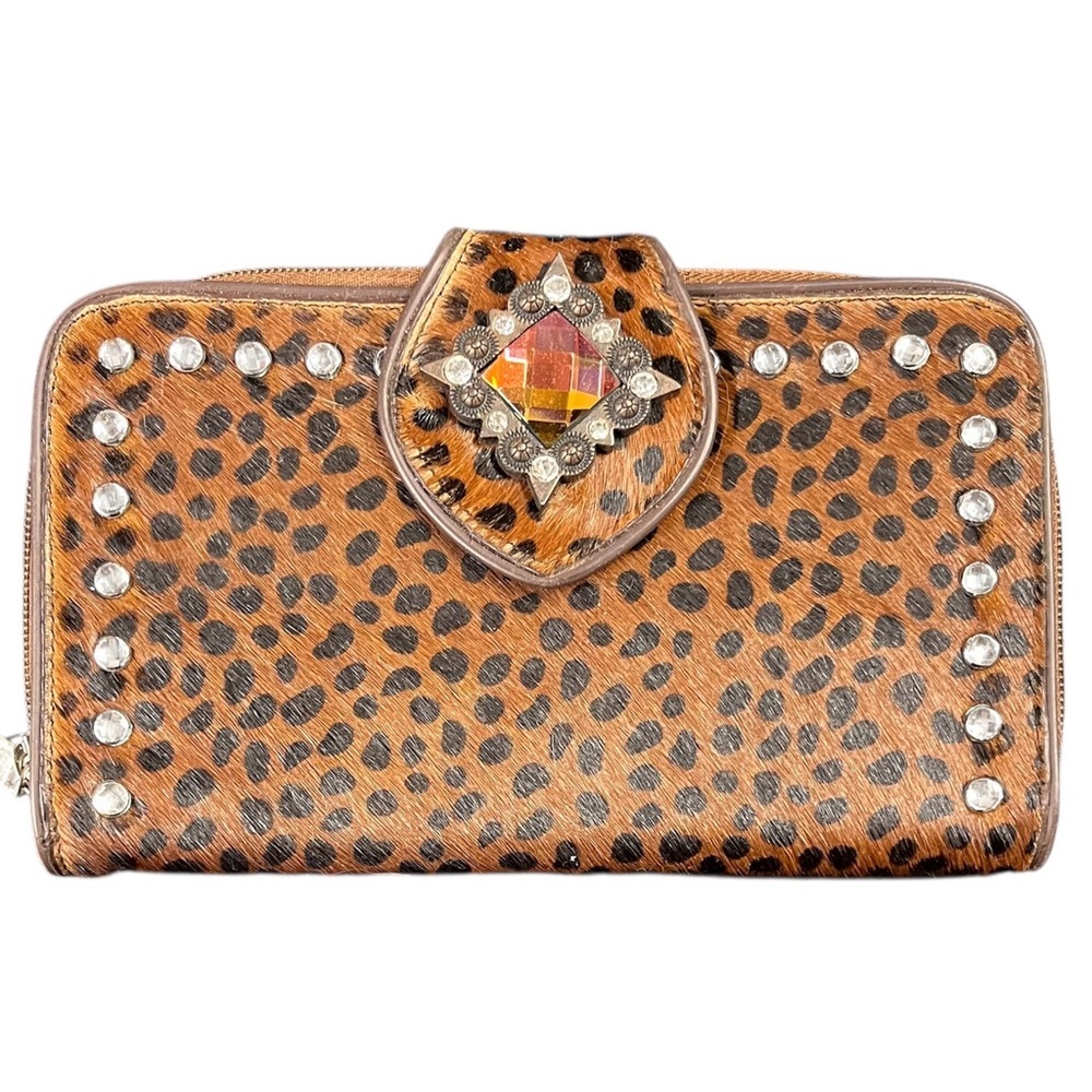 Pony hair spotted wallet